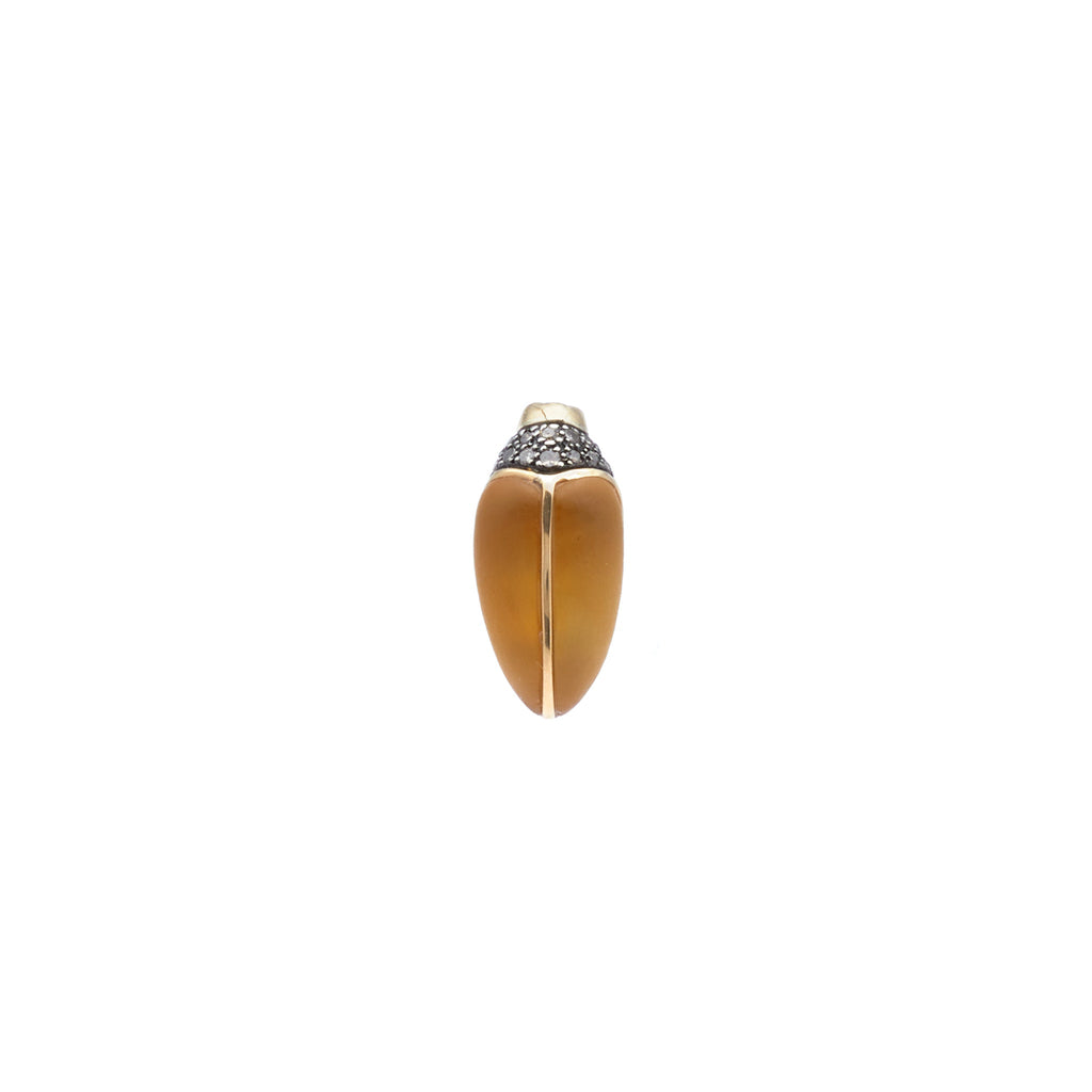 Mini Scarab 18K Gold & Silber Stud w. Citrin