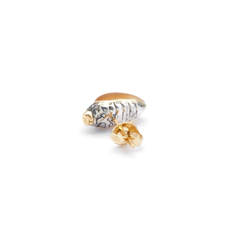 Mini Scarab 18K Gold & Silver Stud w. Citrine