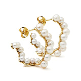 Curves 11 Gold Hoops w. Pearls