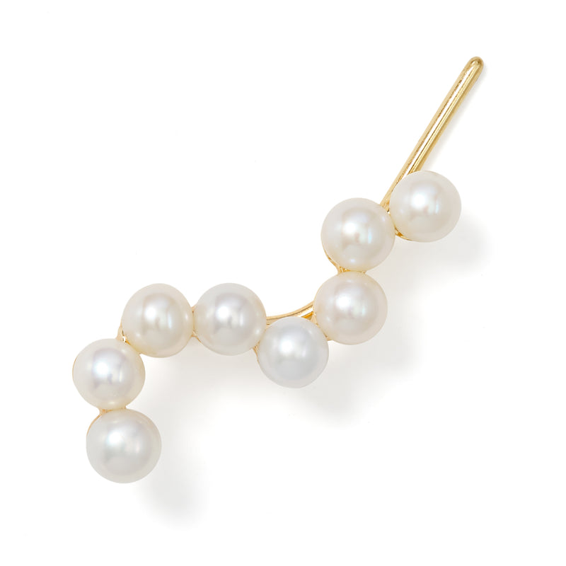 Medium Curves 9K Gold Earring w. Pearls