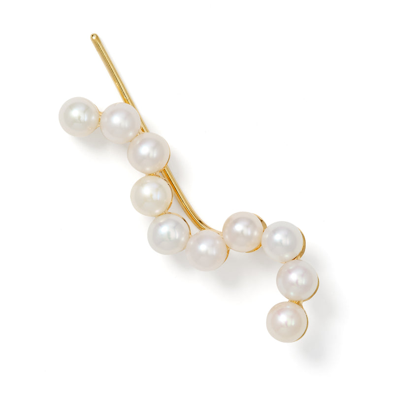Large Curves 9K Gold Earring w. Pearls