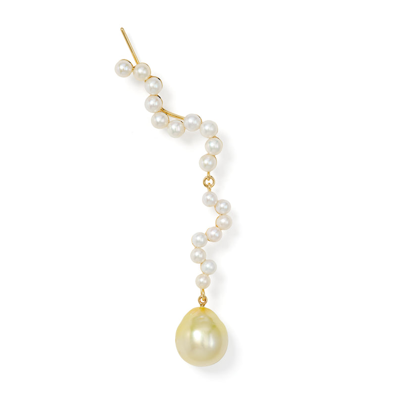 X-Large 9K Gold Earring w. Pearls