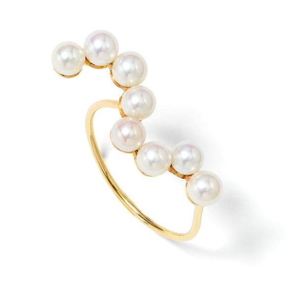 Curves 9K Gold Ring w. Pearls