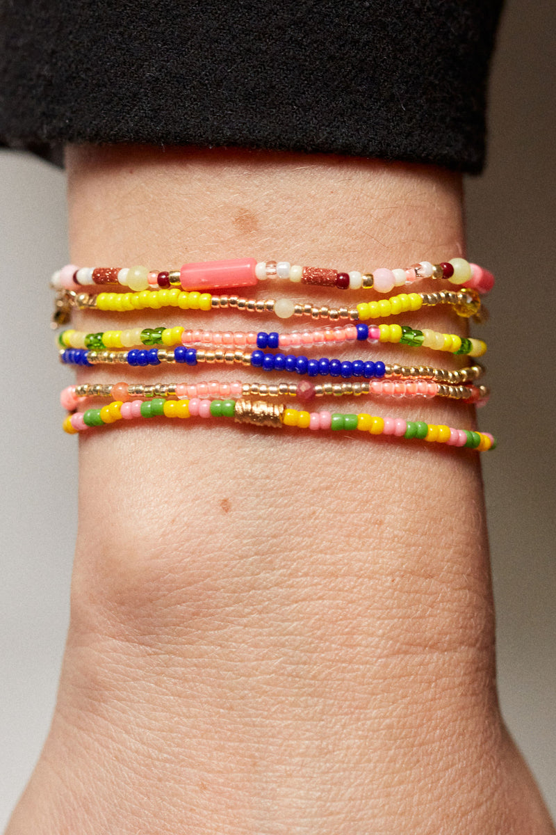 Candyfloss Gold Plated Bracelet w. Beads