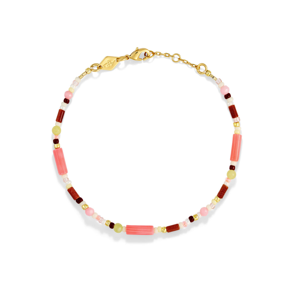 Candyfloss Gold Plated Bracelet w. Beads