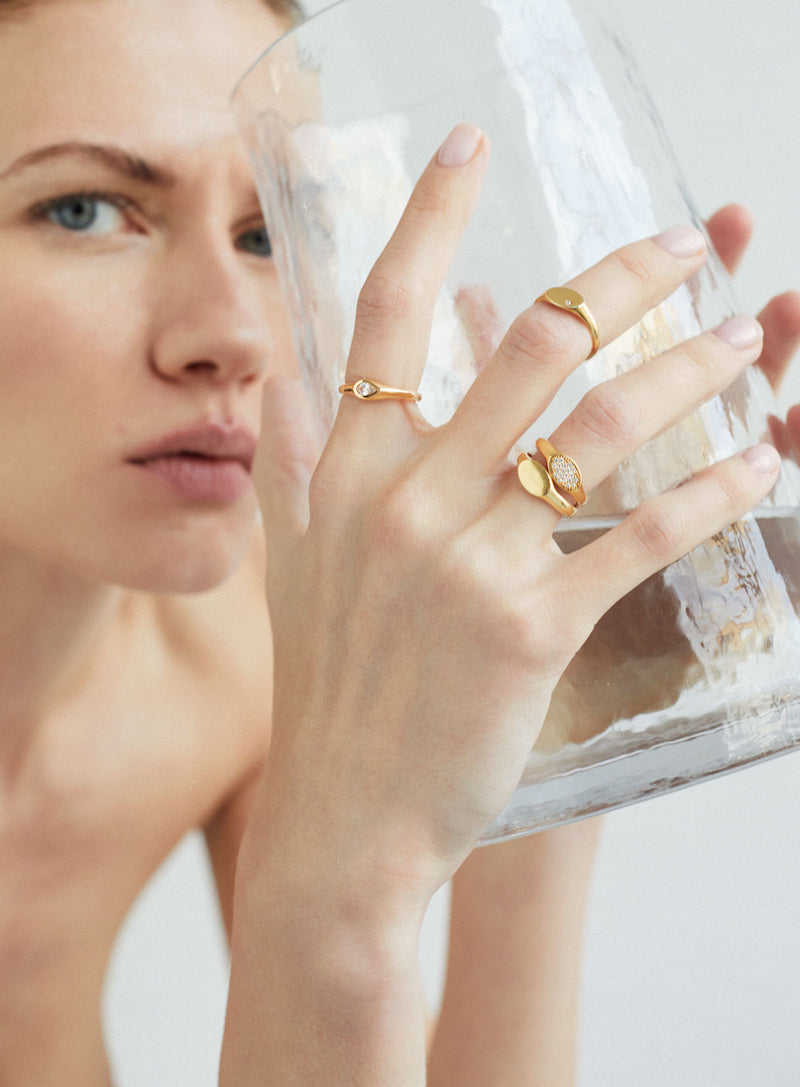 Signet Pear 18K Rosegold Ring w. Lab-Grown Diamond