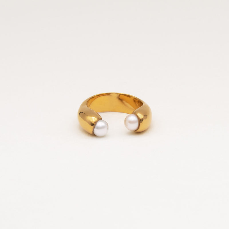 Encontro Forgyldt Ring m. Ferskvandsperle