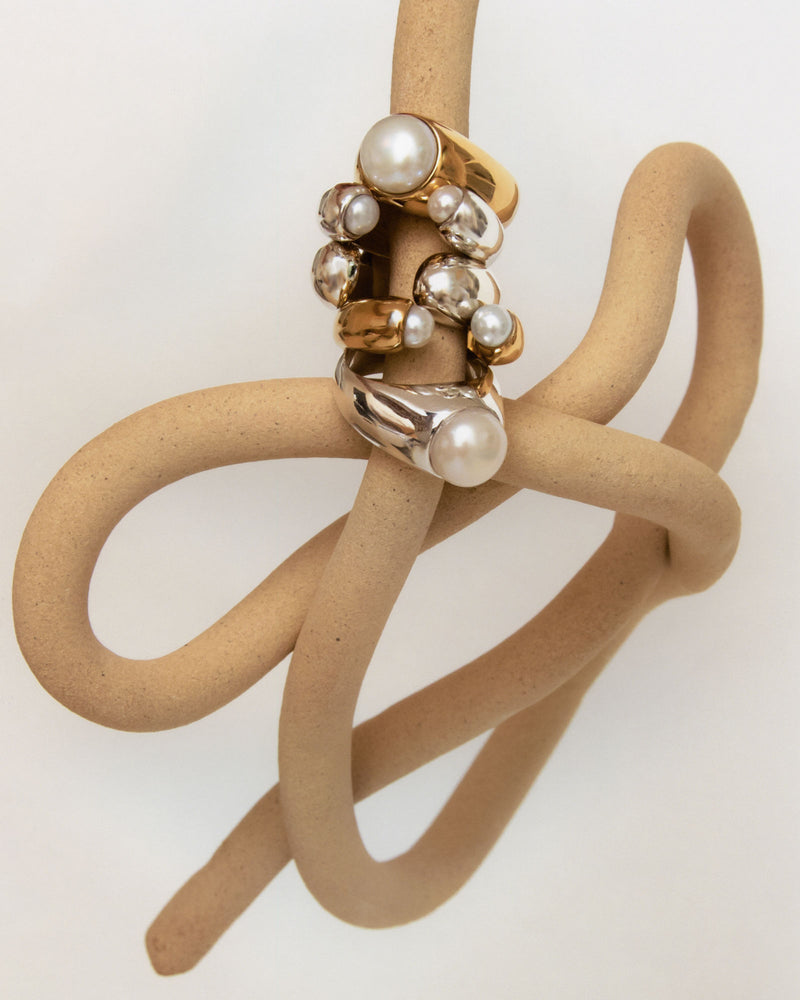 Encontro Forgyldt Ring m. Ferskvandsperle