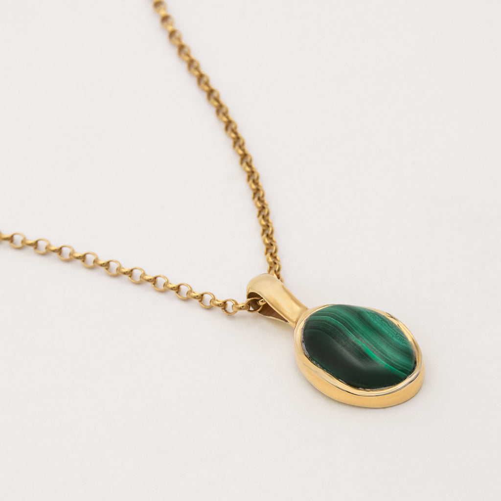 Figura Gold Plated Necklace w. Malachite