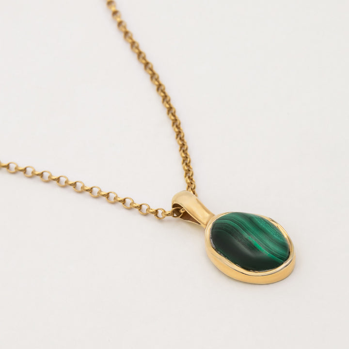 Figura Gold Plated Necklace w. Malachite