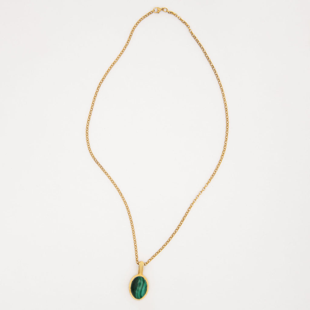 Figura Gold Plated Necklace w. Malachite