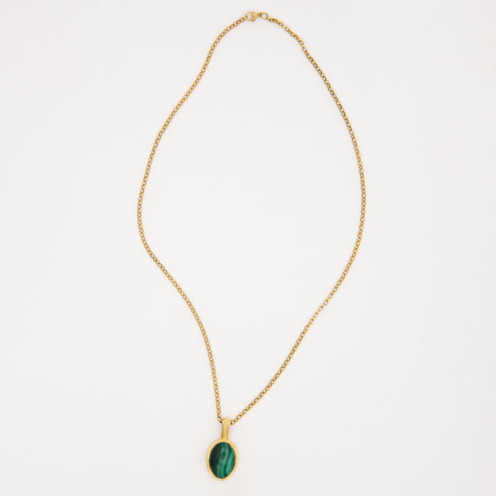 Figura Gold Plated Necklace w. Malachite