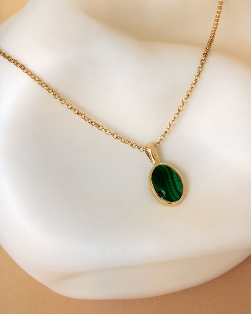 Figura Gold Plated Necklace w. Malachite