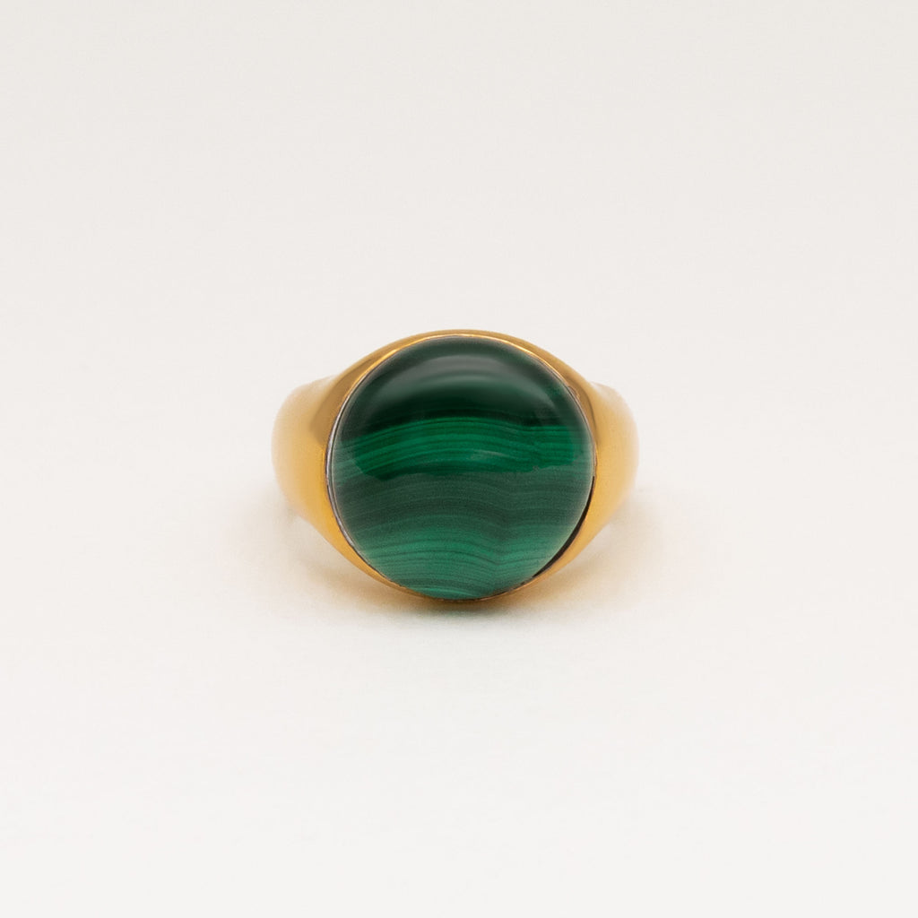 Figura Gold Plated Ring w. Malachite