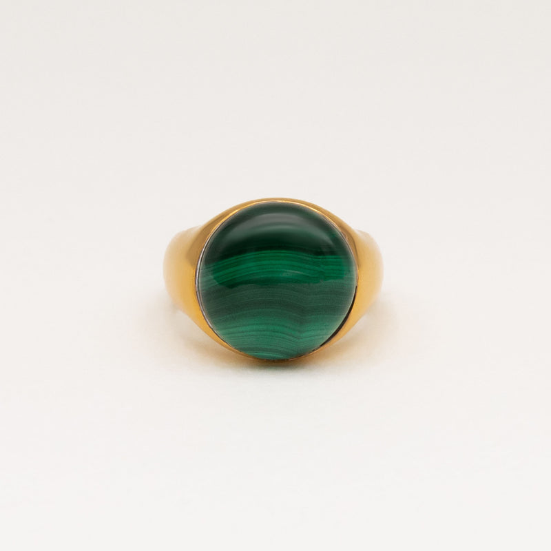 Figura Gold Plated Ring w. Malachite