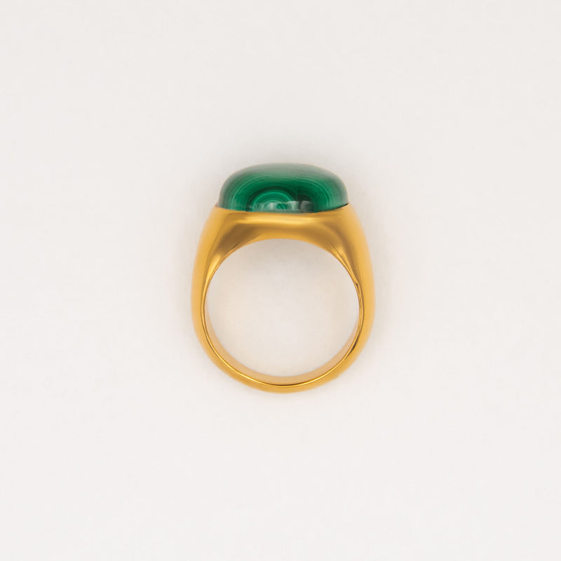 Figura Gold Plated Ring w. Malachite