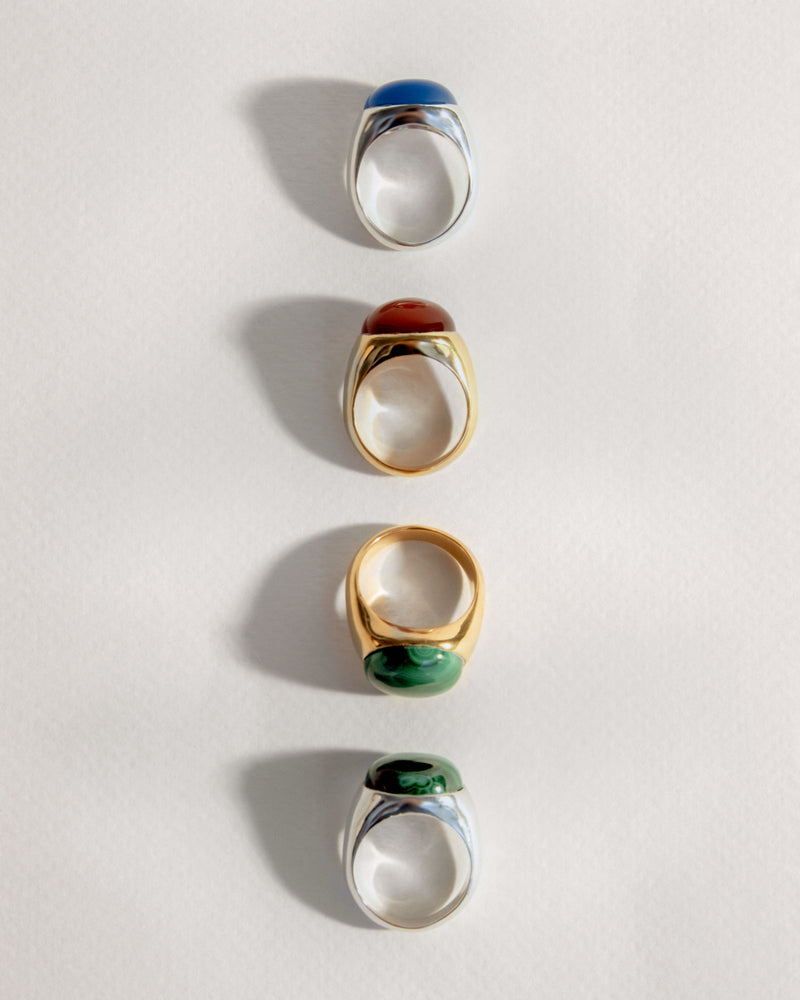 Figura Gold Plated Ring w. Malachite