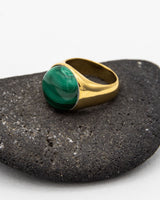 Figura Gold Plated Ring w. Malachite