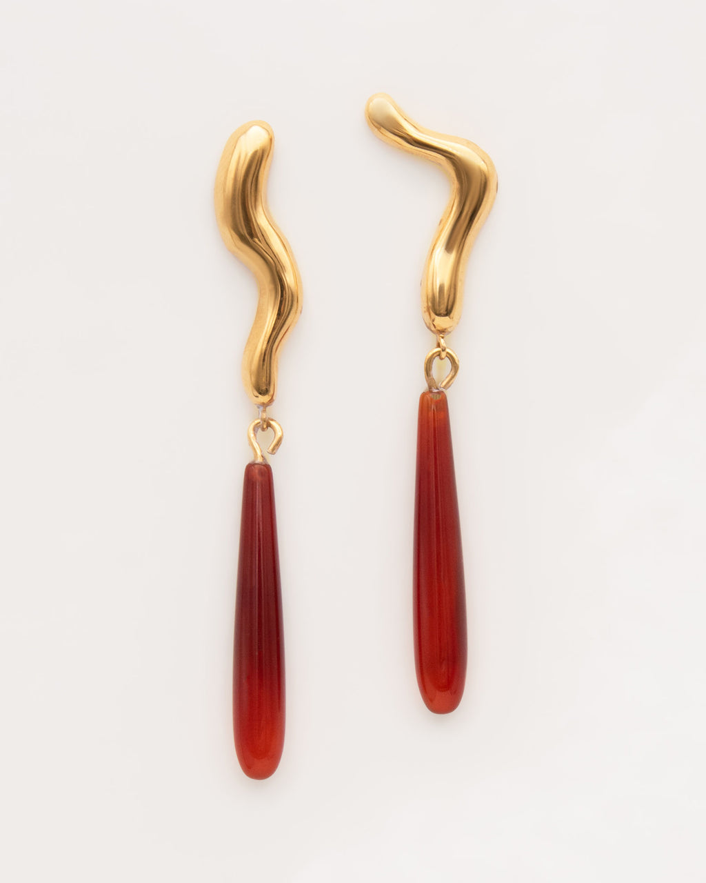 Urutu Gold Plated Earrings w. Carnelians