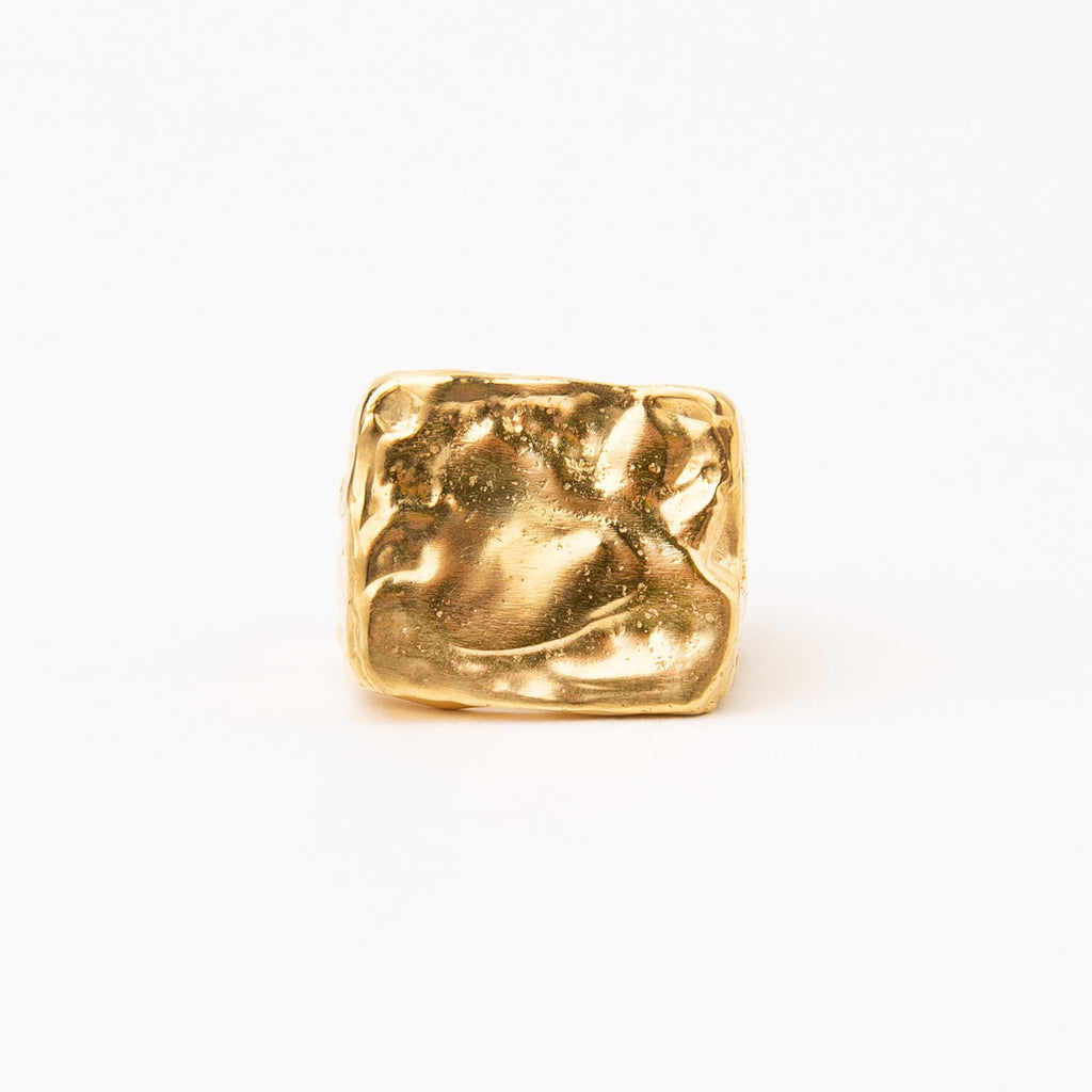 Areia Rectangular Gold Plated Signet Ring