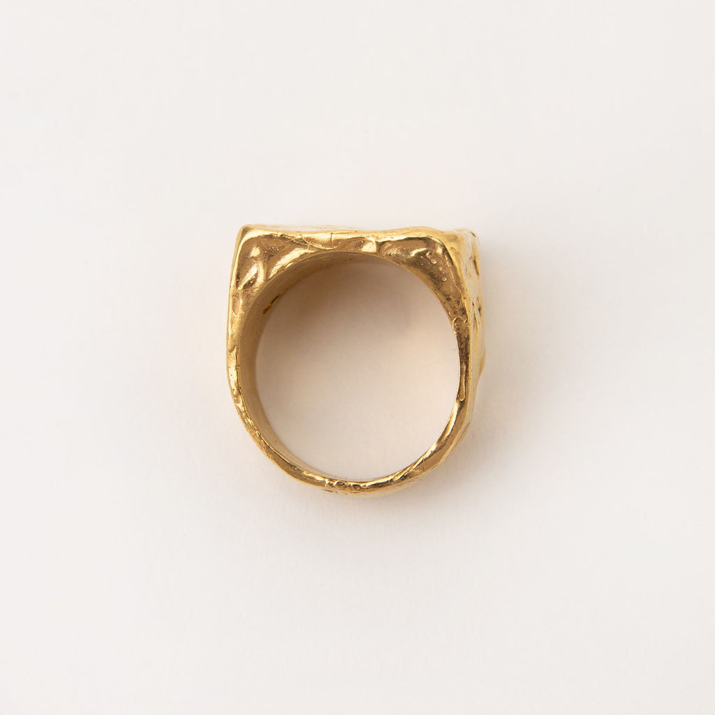 Areia Rectangular Gold Plated Signet Ring