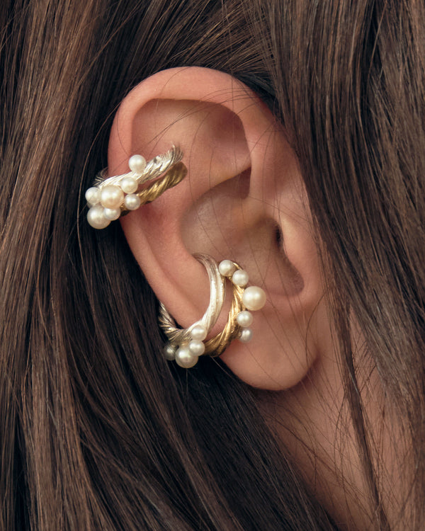Inga Silver Ear Cuff w. Freshwater Pearls
