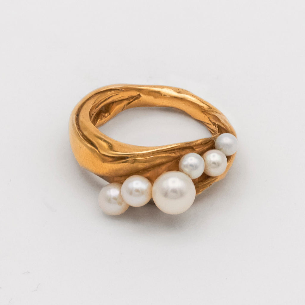 Inga Gold Plated Ring w. Freshwater Pearls