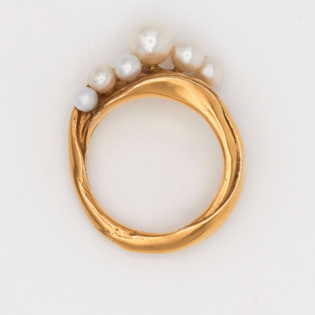 Inga Gold Plated Ring w. Freshwater Pearls