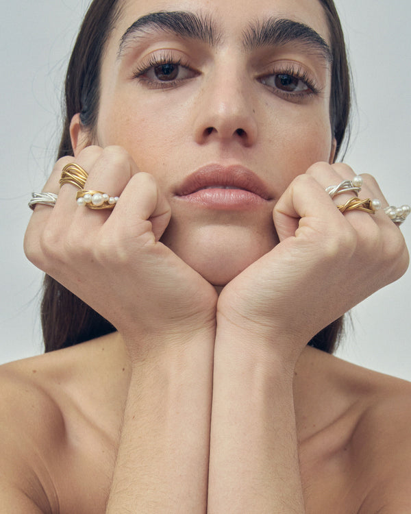 Inga Gold Plated Ring w. Freshwater Pearls
