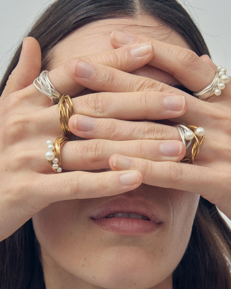 Inga Gold Plated Ring w. Freshwater Pearls