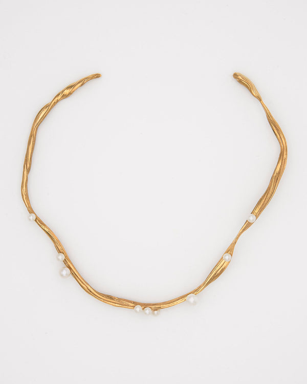 Ramo Gold Plated Choker w. Freshwater Pearls