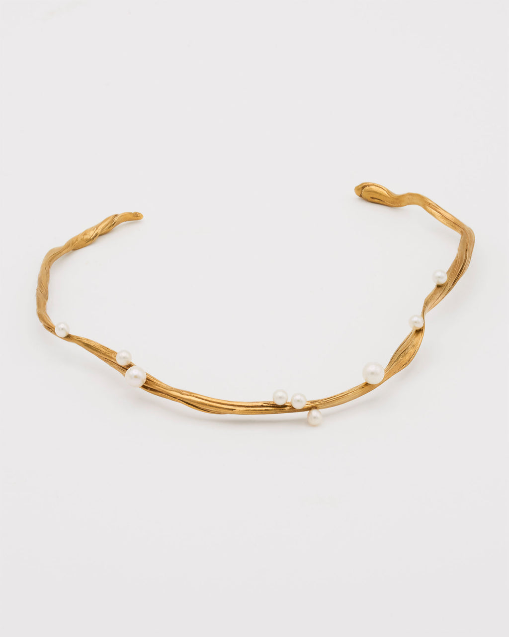 Ramo Gold Plated Choker w. Freshwater Pearls