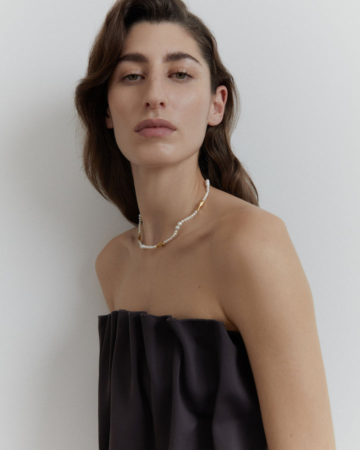 Veu Silver Choker Necklace w. Freshwater Pearls