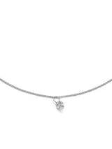 Silver Necklace w. Floating Lab-Grown Diamond