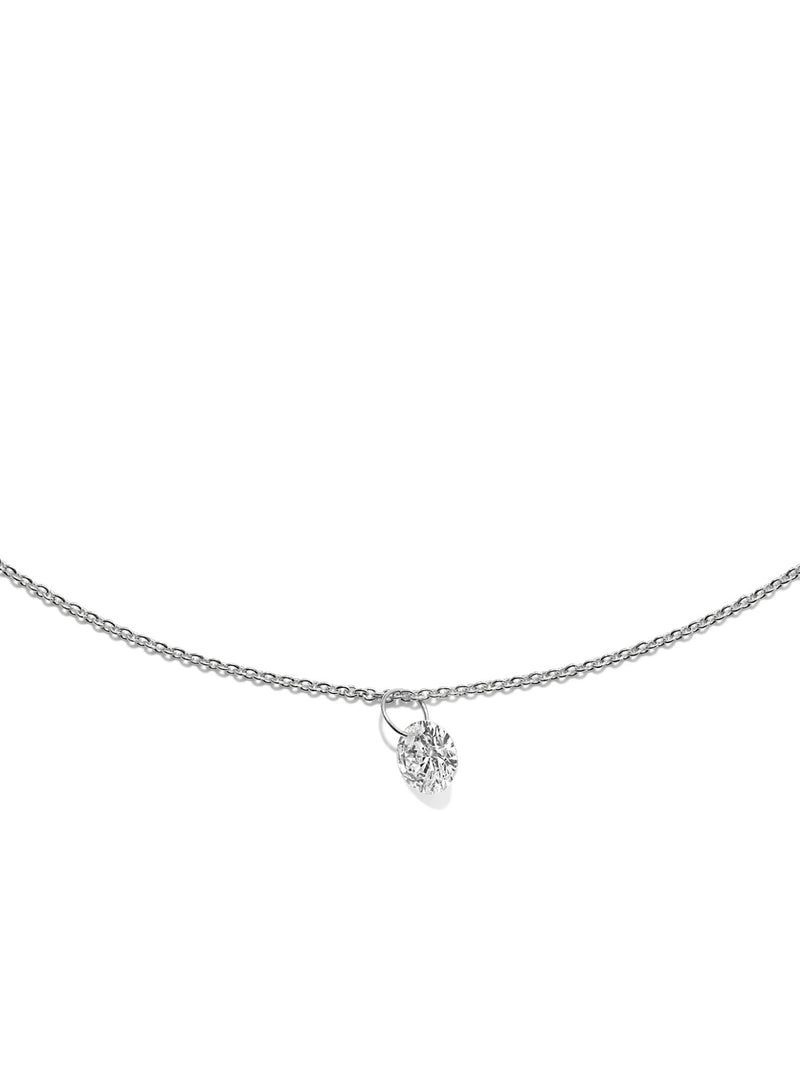 Silver Necklace w. Floating Lab-Grown Diamond