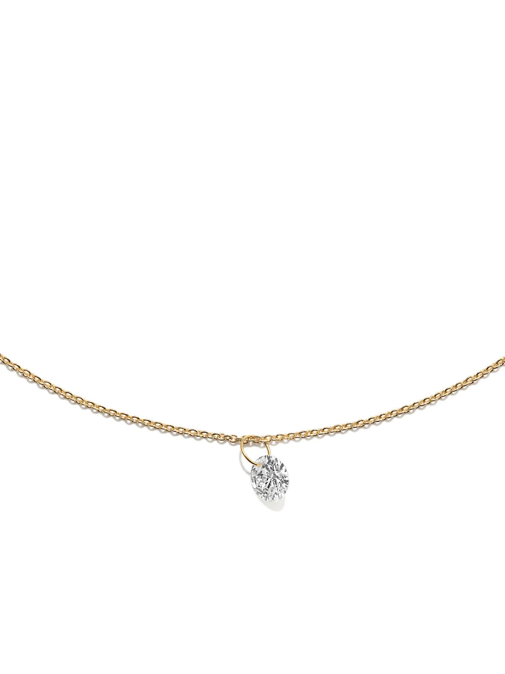 Gold Plated Necklace w. Floating Lab-Grown Diamond