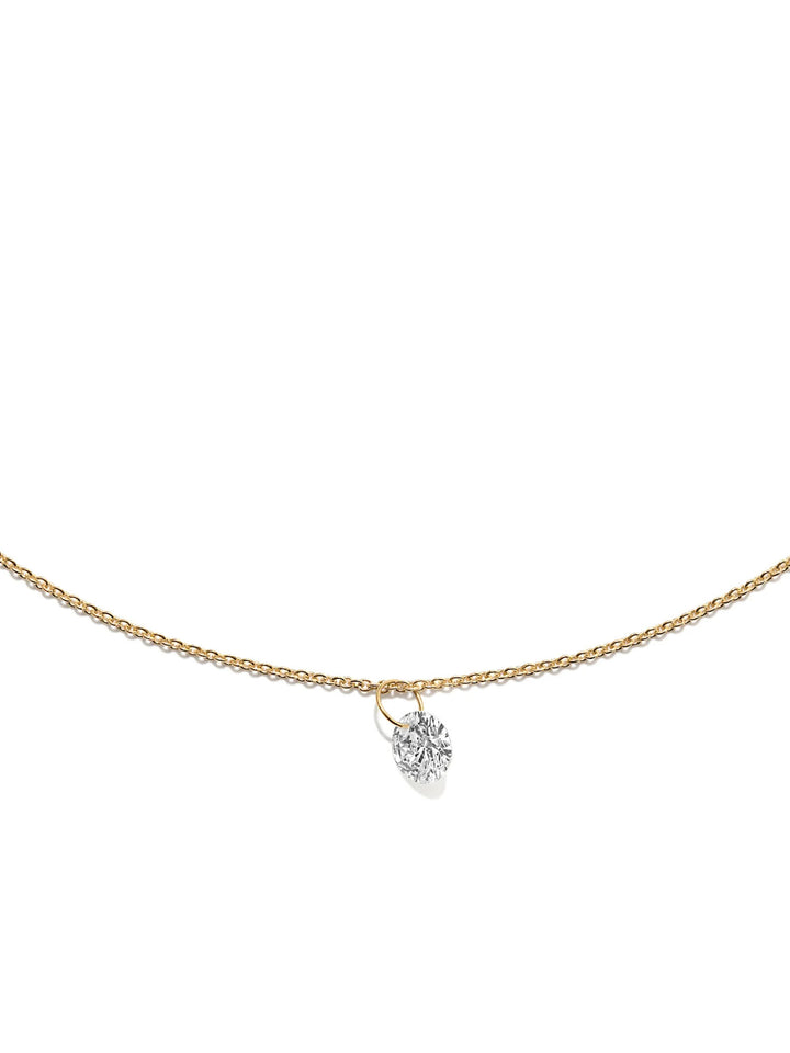 Gold Plated Necklace w. Floating Lab-Grown Diamond