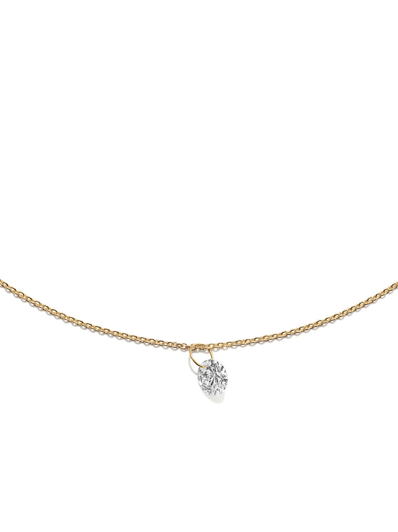 Gold Plated Necklace w. Floating Lab-Grown Diamond