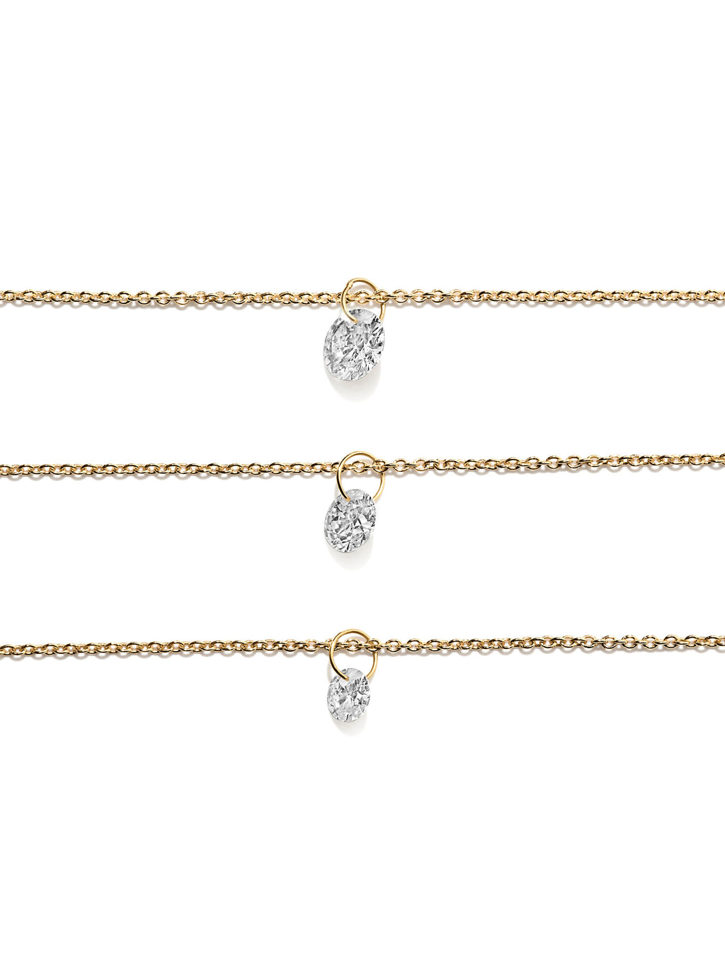 Gold Plated Necklace w. Floating Lab-Grown Diamond