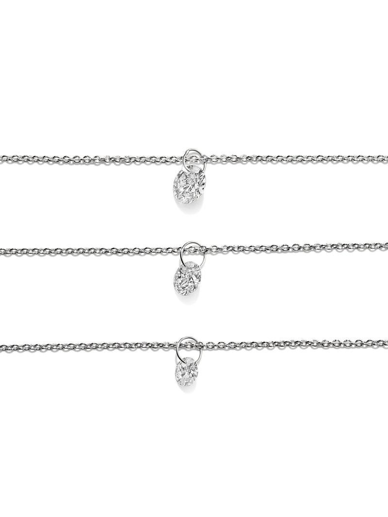 Silver Necklace w. Floating Lab-Grown Diamond