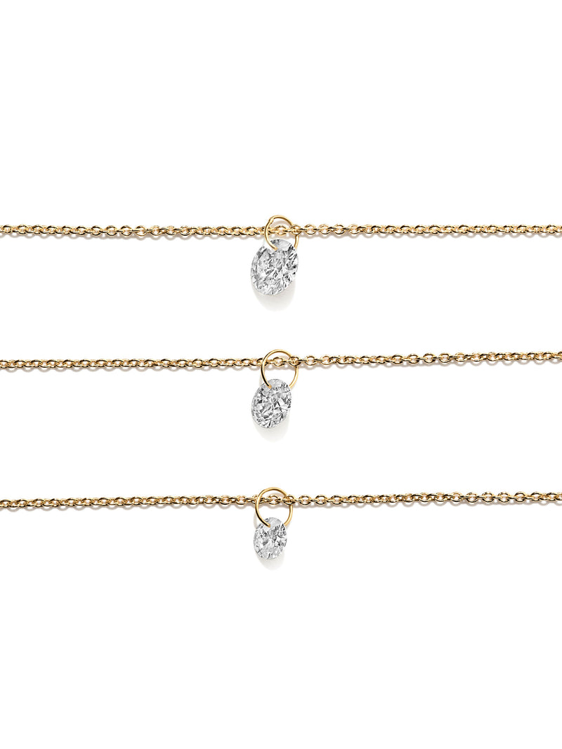 Gold Plated Necklace w. Floating Lab-Grown Diamond