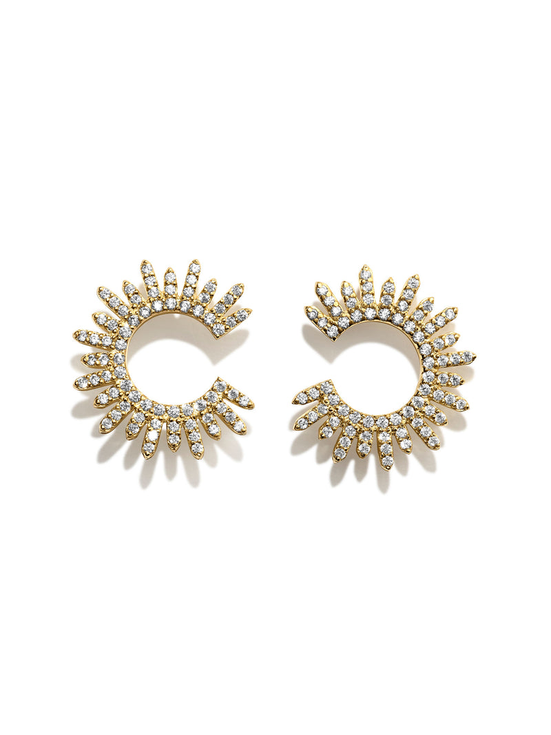 Mini Moon Star Vermeil Earrings w. White Zirconias