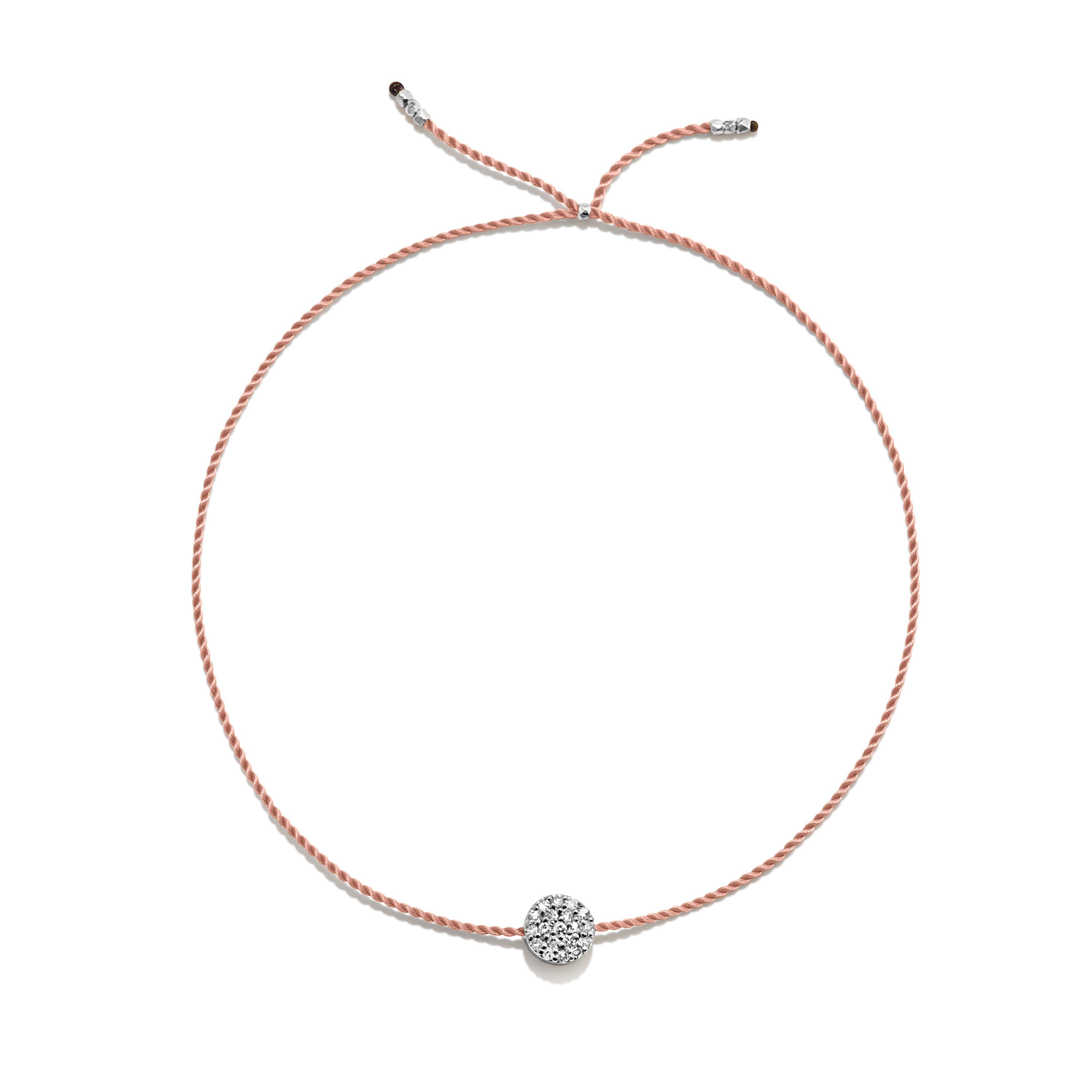 Tiny Silver Bracelet w. Diamond Disc
