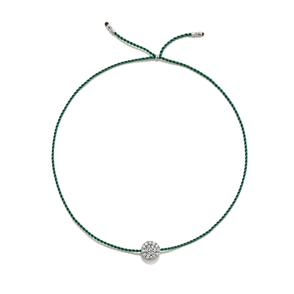 Tiny Silver Bracelet w. Diamond Disc