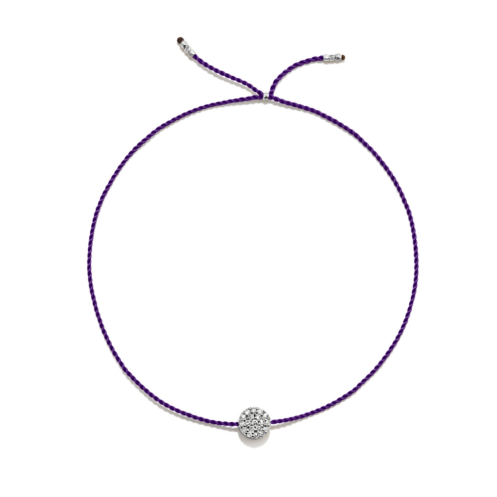 Tiny Silver Bracelet w. Diamond Disc