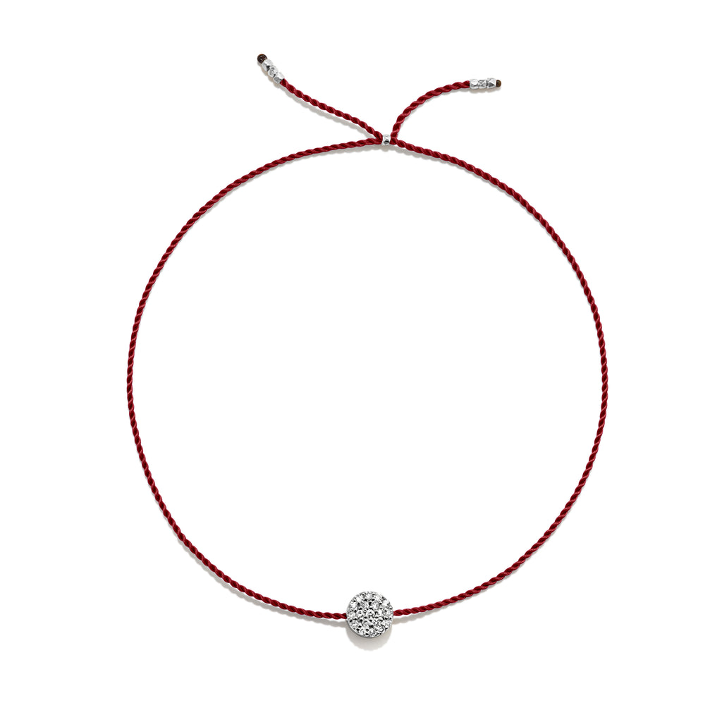 Tiny Silver Bracelet w. Diamond Disc