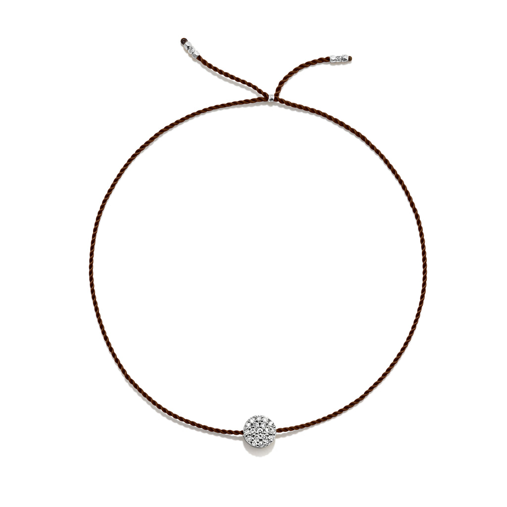 Tiny Silver Bracelet w. Diamond Disc