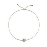 Tiny Silver Bracelet w. Diamond Disc