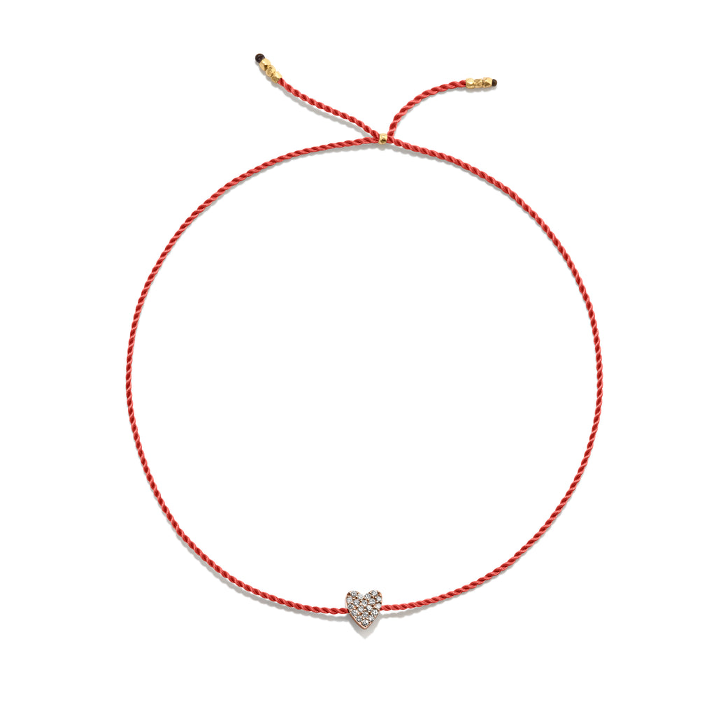 Winziges goldenes Vermeil Armband w. Diamantherz