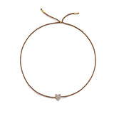 Winziges goldenes Vermeil Armband w. Diamantherz